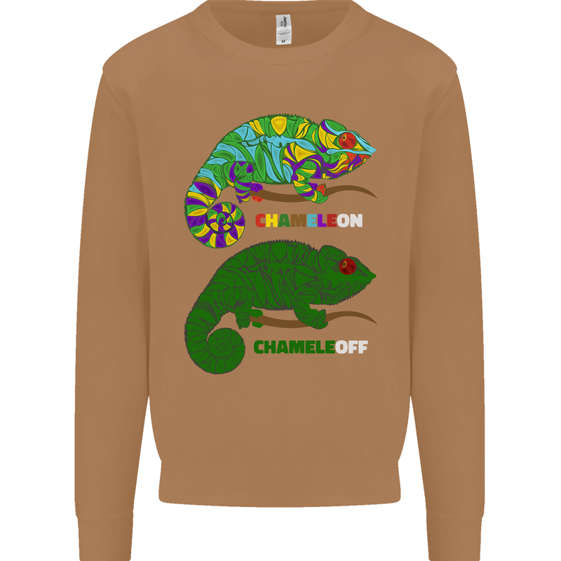 Chameleon Chameleoff Funny Off On Mens Sweatshirt Jumper Caramel Latte