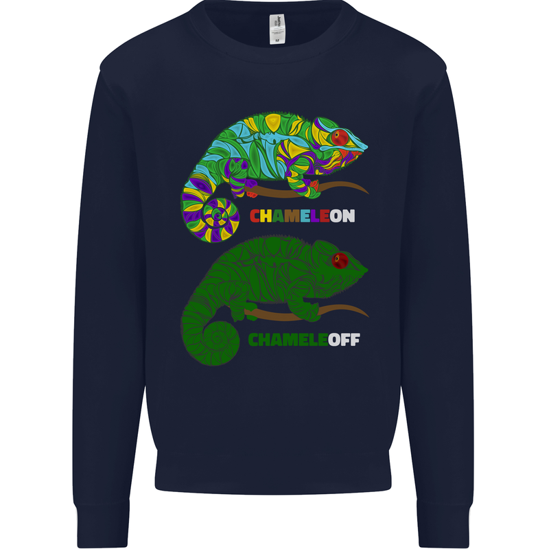 Chameleon Chameleoff Funny Off On Mens Sweatshirt Jumper Navy Blue