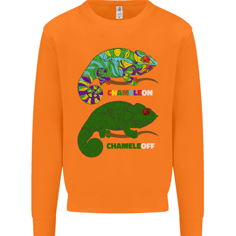Chameleon Chameleoff Funny Off On Mens Sweatshirt Jumper Orange