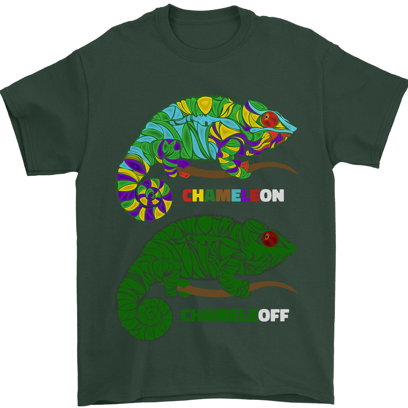 Chameleon Chameleoff Funny Off On Mens T-Shirt 100% Cotton Forest Green
