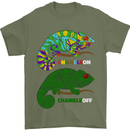 Chameleon Chameleoff Funny Off On Mens T-Shirt 100% Cotton Military Green