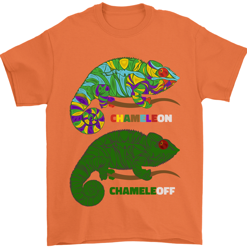 Chameleon Chameleoff Funny Off On Mens T-Shirt 100% Cotton Orange