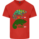Chameleon Chameleoff Funny Off On Mens V-Neck Cotton T-Shirt Red
