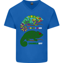 Chameleon Chameleoff Funny Off On Mens V-Neck Cotton T-Shirt Royal Blue