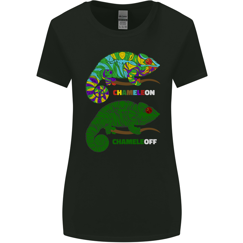Chameleon Chameleoff Funny Off On Womens Wider Cut T-Shirt Black
