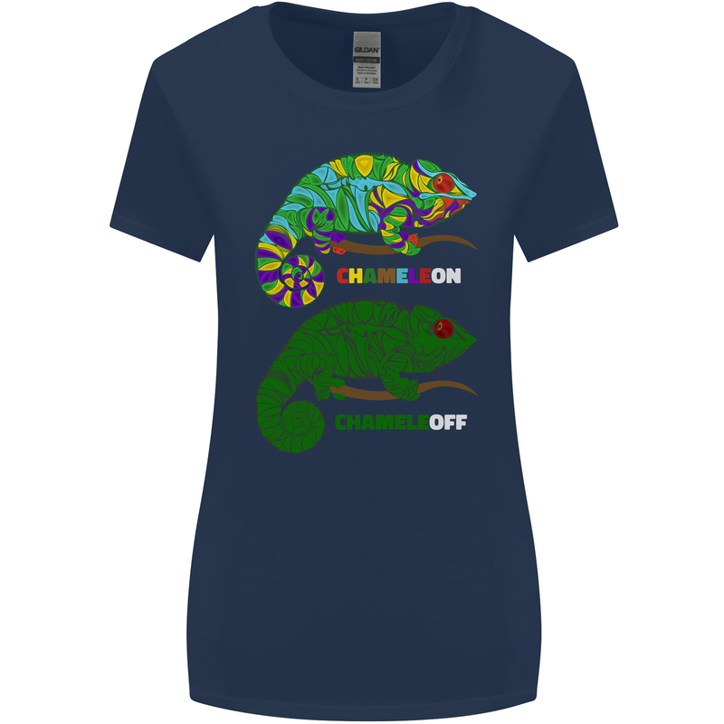Chameleon Chameleoff Funny Off On Womens Wider Cut T-Shirt Navy Blue