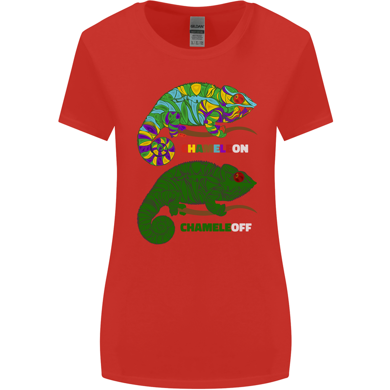 Chameleon Chameleoff Funny Off On Womens Wider Cut T-Shirt Red