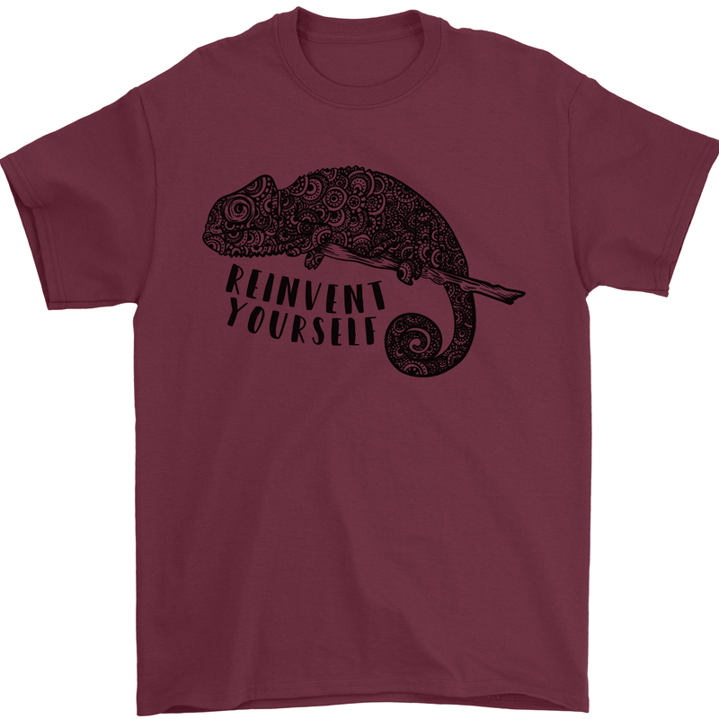 Chameleon Reinvent Yourself Mens T-Shirt Cotton Gildan Maroon