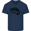 Chameleon Reinvent Yourself Mens V-Neck Cotton T-Shirt Navy Blue