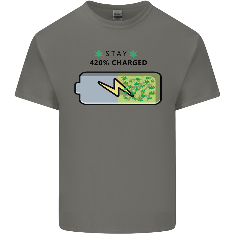 Charged Funny Bong Weed Cannabis Drugs Mens Cotton T-Shirt Tee Top Charcoal