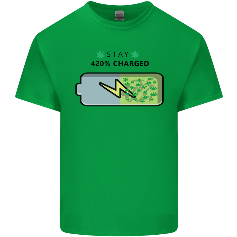 Charged Funny Bong Weed Cannabis Drugs Mens Cotton T-Shirt Tee Top Irish Green