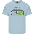Charged Funny Bong Weed Cannabis Drugs Mens Cotton T-Shirt Tee Top Light Blue