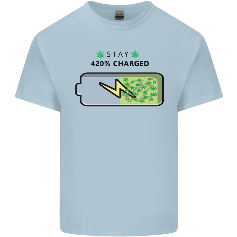 Charged Funny Bong Weed Cannabis Drugs Mens Cotton T-Shirt Tee Top Light Blue