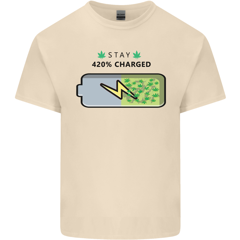 Charged Funny Bong Weed Cannabis Drugs Mens Cotton T-Shirt Tee Top Natural