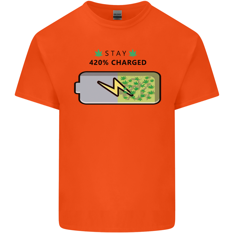 Charged Funny Bong Weed Cannabis Drugs Mens Cotton T-Shirt Tee Top Orange