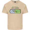 Charged Funny Bong Weed Cannabis Drugs Mens Cotton T-Shirt Tee Top Sand