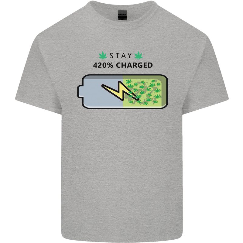 Charged Funny Bong Weed Cannabis Drugs Mens Cotton T-Shirt Tee Top Sports Grey