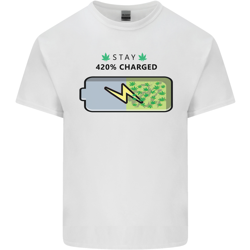 Charged Funny Bong Weed Cannabis Drugs Mens Cotton T-Shirt Tee Top White