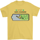 Charged Funny Bong Weed Cannabis Drugs Mens T-Shirt Cotton Gildan Yellow