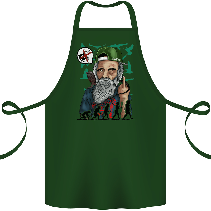 Charles Darwin Evolution Atheist Atheism Cotton Apron 100% Organic Forest Green