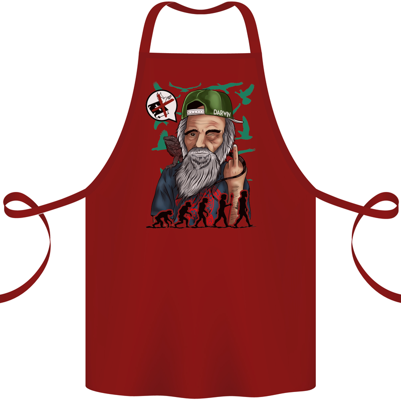 Charles Darwin Evolution Atheist Atheism Cotton Apron 100% Organic Maroon
