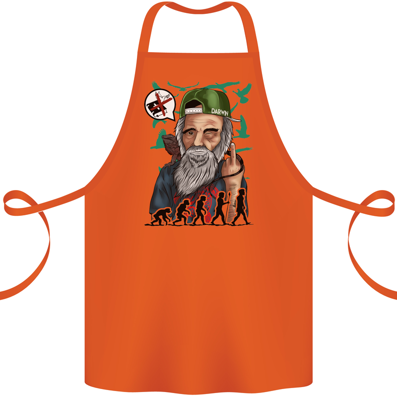 Charles Darwin Evolution Atheist Atheism Cotton Apron 100% Organic Orange