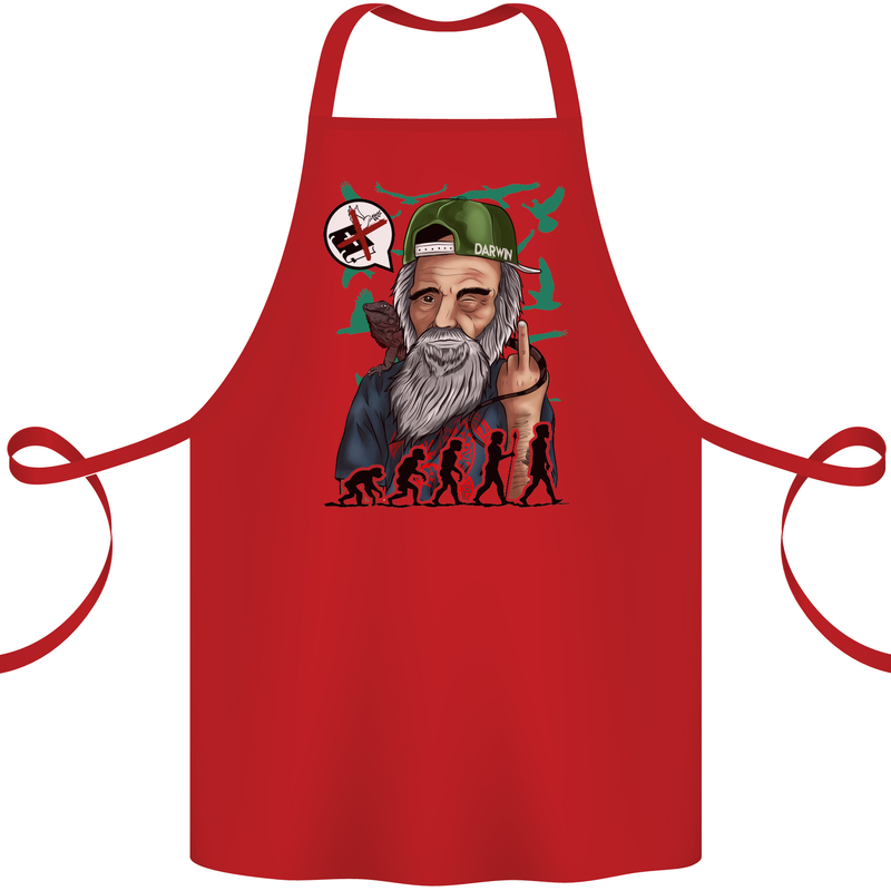 Charles Darwin Evolution Atheist Atheism Cotton Apron 100% Organic Red