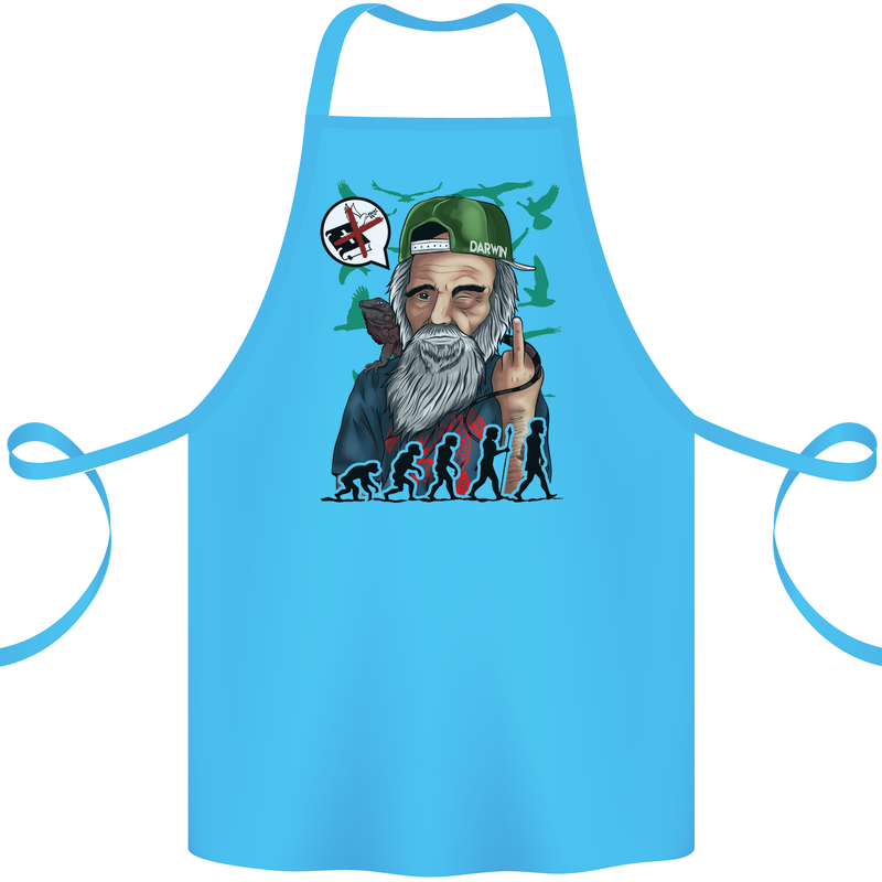 Charles Darwin Evolution Atheist Atheism Cotton Apron 100% Organic Turquoise