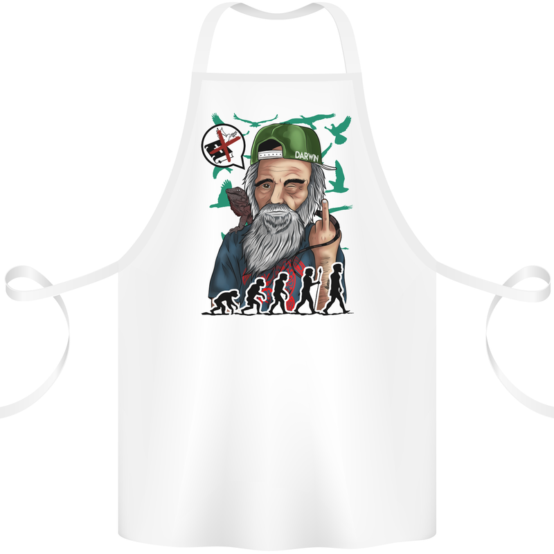 Charles Darwin Evolution Atheist Atheism Cotton Apron 100% Organic White