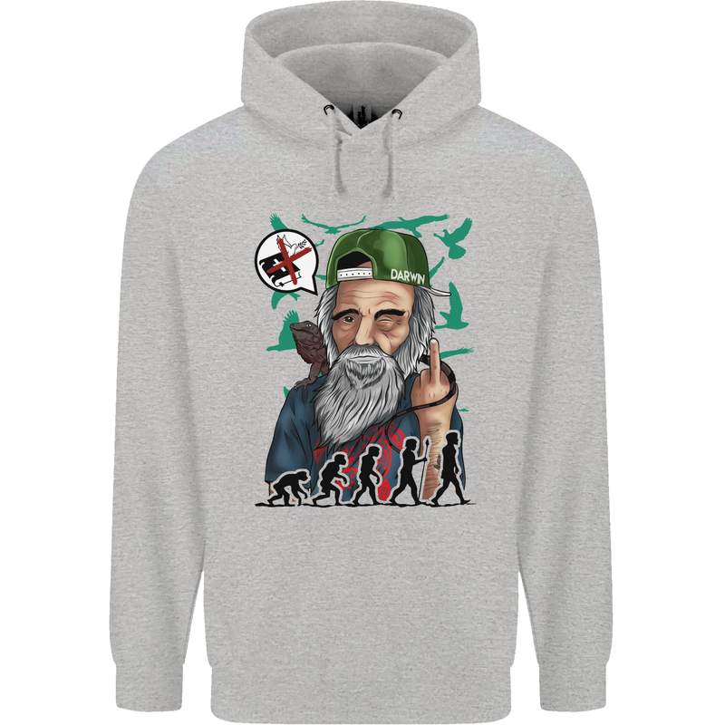 Charles Darwin Evolution Atheist Atheism Mens 80% Cotton Hoodie Sports Grey