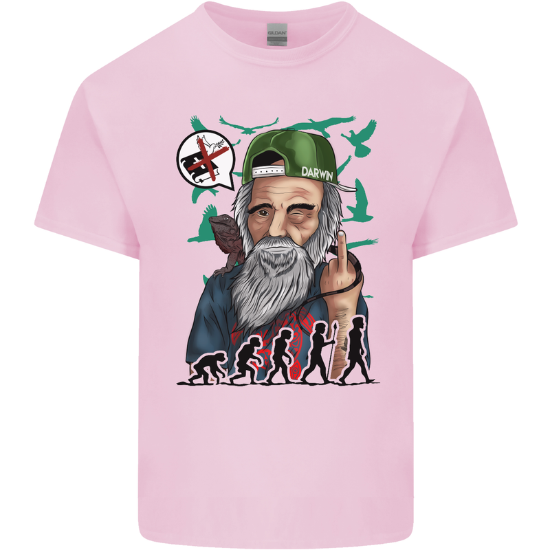 Charles Darwin Evolution Atheist Atheism Mens Cotton T-Shirt Tee Top Light Pink