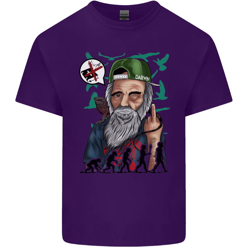 Charles Darwin Evolution Atheist Atheism Mens Cotton T-Shirt Tee Top Purple