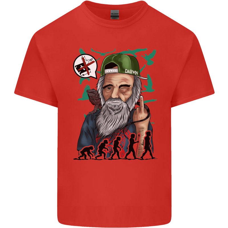 Charles Darwin Evolution Atheist Atheism Mens Cotton T-Shirt Tee Top Red