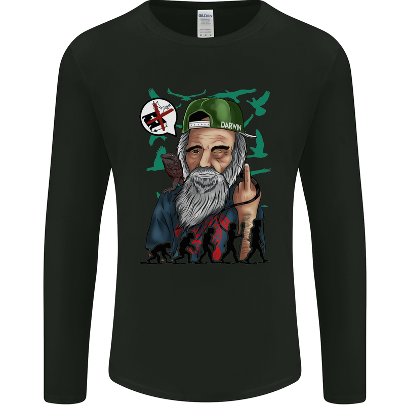 Charles Darwin Evolution Atheist Atheism Mens Long Sleeve T-Shirt Black