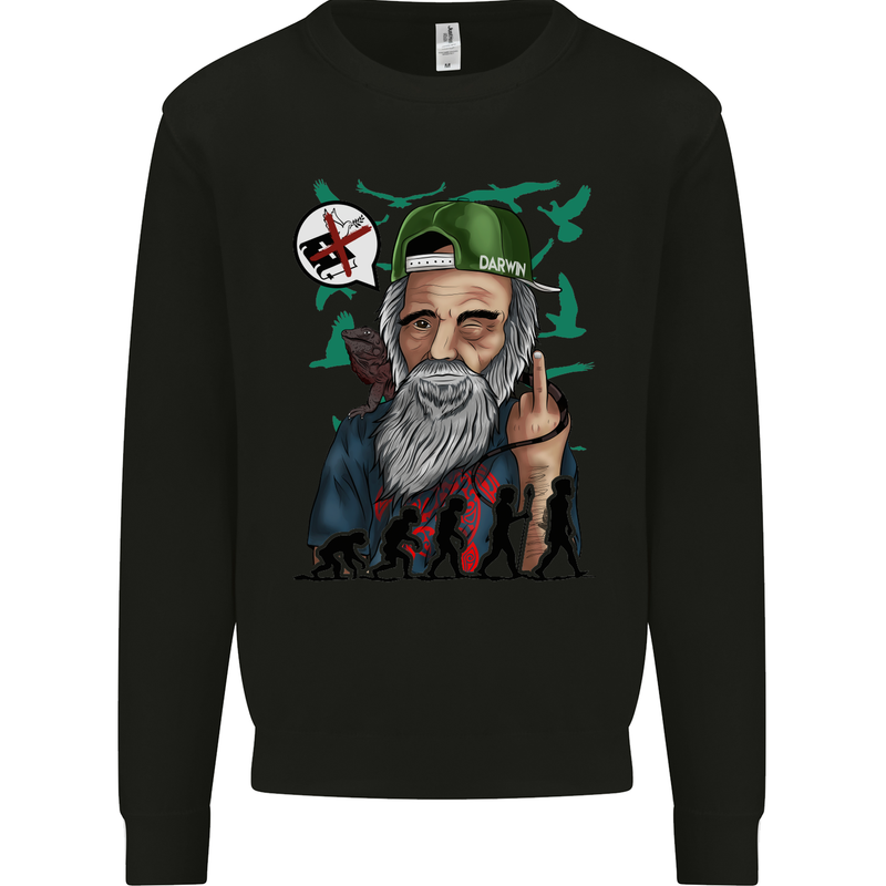 Charles Darwin Evolution Atheist Atheism Mens Sweatshirt Jumper Black