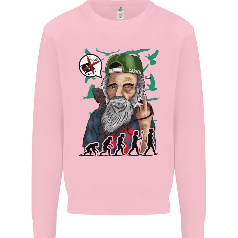 Charles Darwin Evolution Atheist Atheism Mens Sweatshirt Jumper Light Pink
