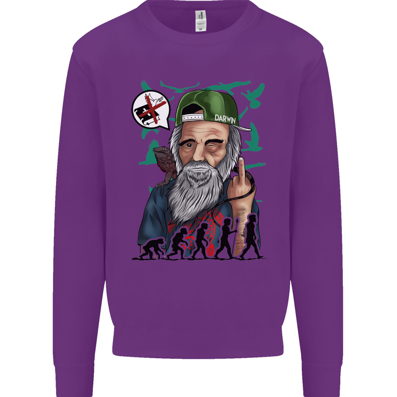 Charles Darwin Evolution Atheist Atheism Mens Sweatshirt Jumper Purple