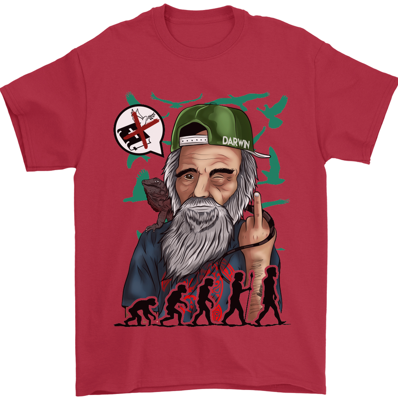 Charles Darwin Evolution Atheist Atheism Mens T-Shirt Cotton Gildan Red