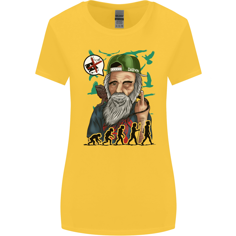 Charles Darwin Evolution Atheist Atheism Womens Wider Cut T-Shirt Yellow