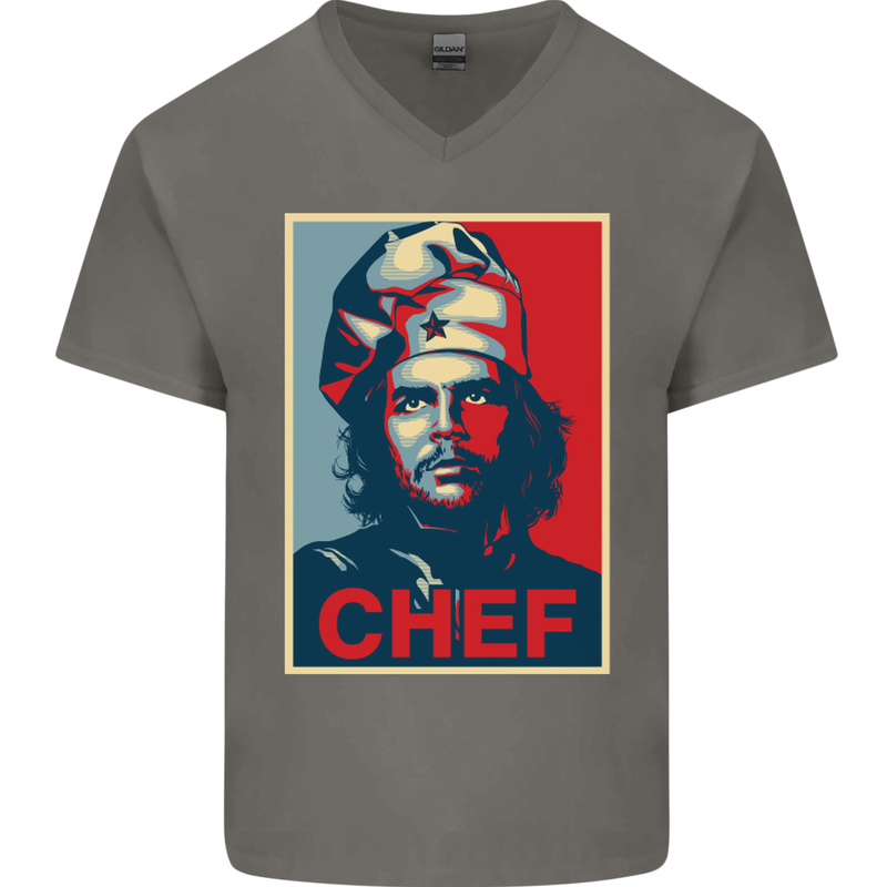 Che Chef Cooking Cook BBQ Funny Mens V-Neck Cotton T-Shirt Charcoal