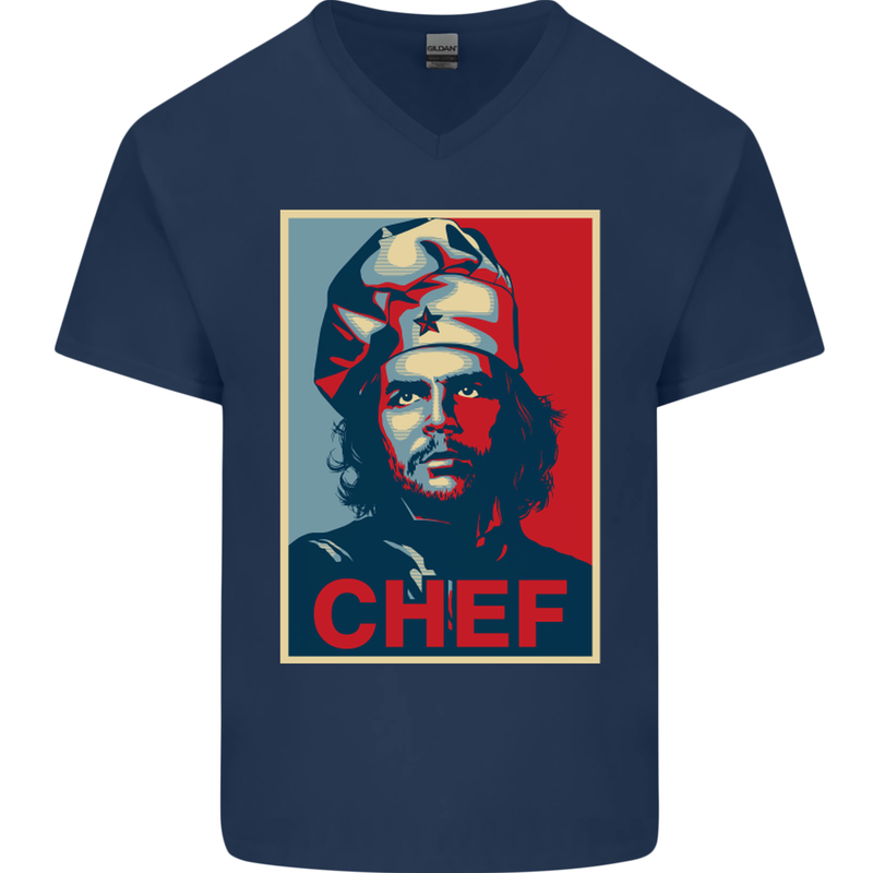 Che Chef Cooking Cook BBQ Funny Mens V-Neck Cotton T-Shirt Navy Blue