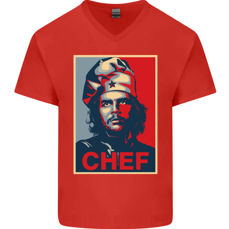 Che Chef Cooking Cook BBQ Funny Mens V-Neck Cotton T-Shirt Red