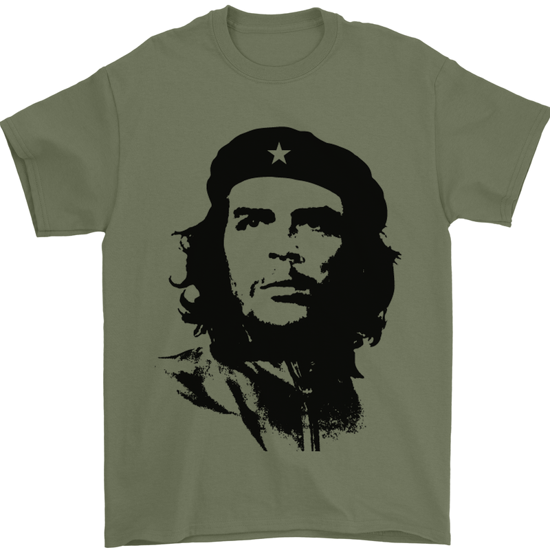 Che Guevara Silhouette Mens T-Shirt Cotton Gildan Military Green