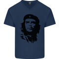 Che Guevara Silhouette Mens V-Neck Cotton T-Shirt Navy Blue