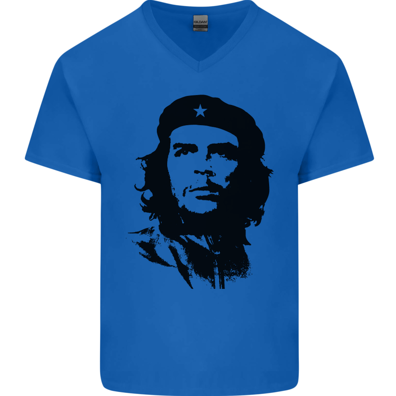 Che Guevara Silhouette Mens V-Neck Cotton T-Shirt Royal Blue