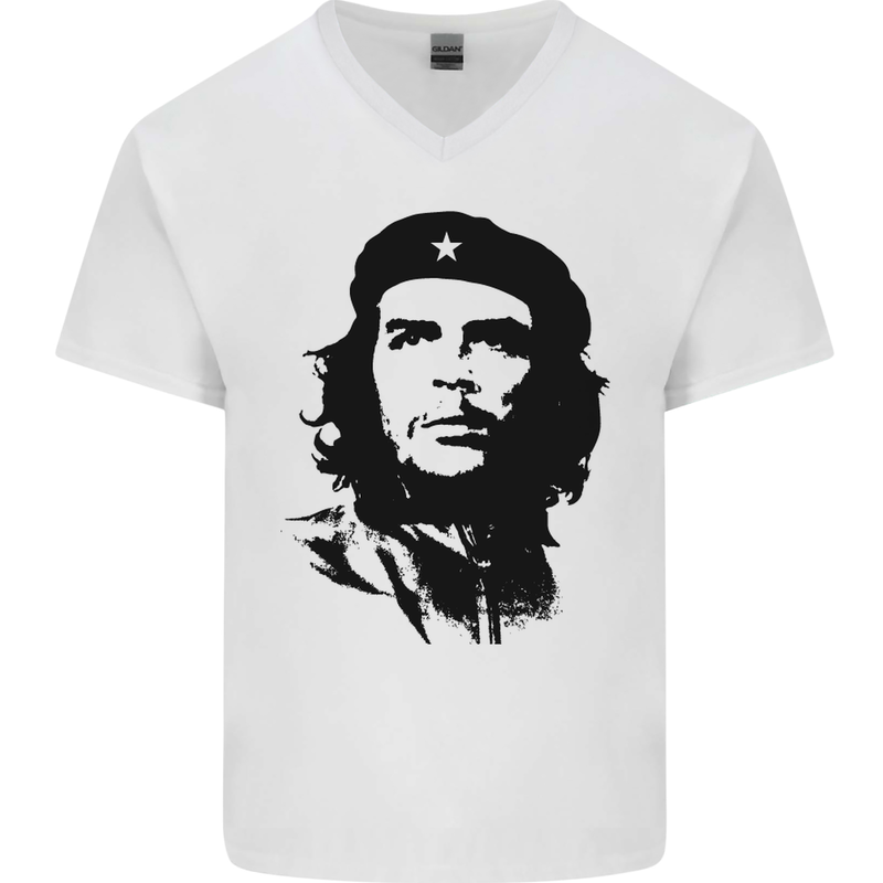Che Guevara Silhouette Mens V-Neck Cotton T-Shirt White