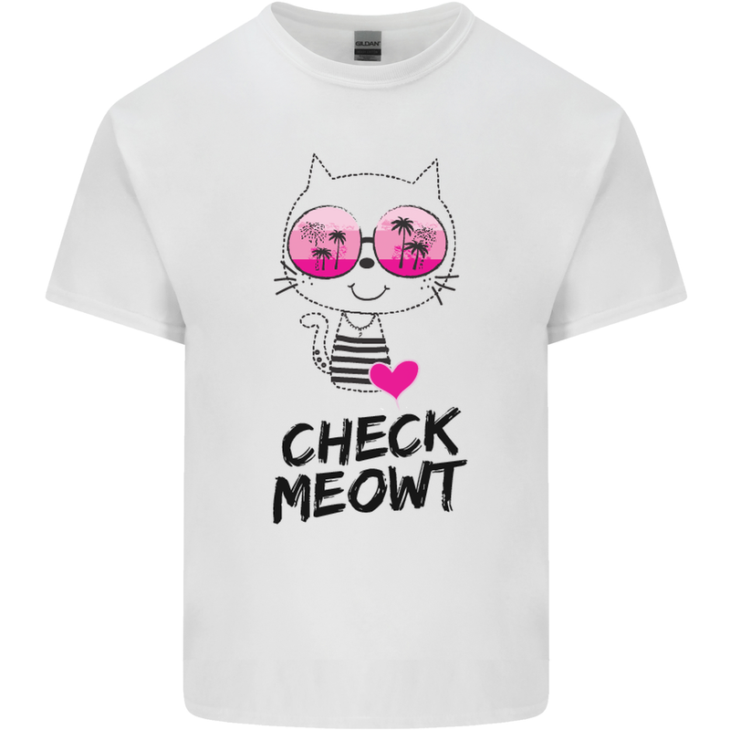 Check Meowt Mens Cotton T-Shirt Tee Top White