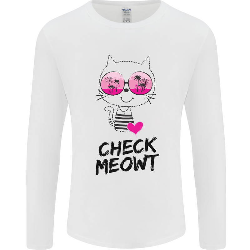 Check Meowt Mens Long Sleeve T-Shirt White