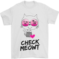 Check Meowt Mens T-Shirt Cotton Gildan White