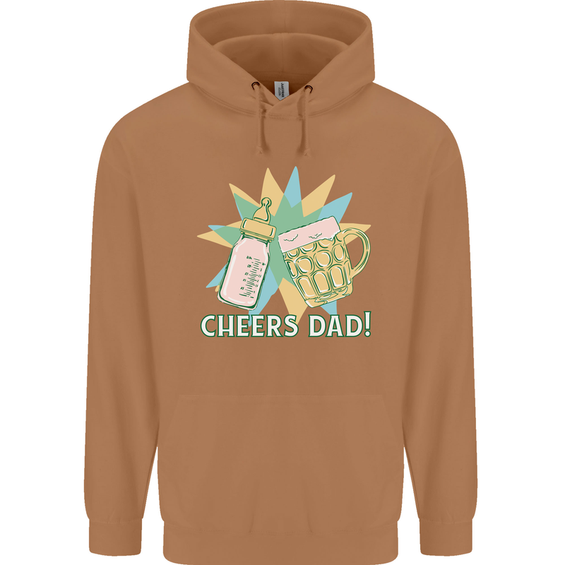 Cheers Dad Beer & Bottle Funny Father's Day Mens 80% Cotton Hoodie Caramel Latte